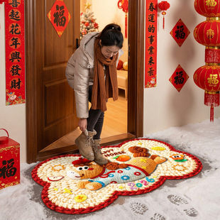 马年水晶绒地垫40*60cm异形小马玄关脚垫入户门垫