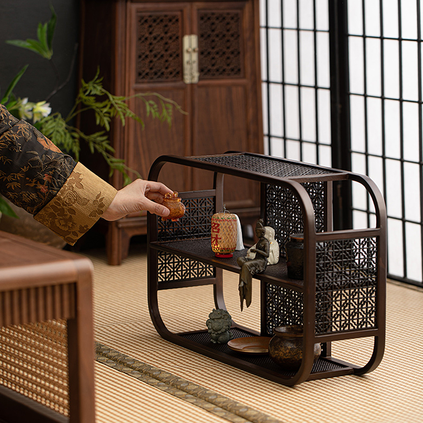 新中式茶杯茶具桌面收纳架展示架博古架多宝格功夫茶具工艺品摆件图片