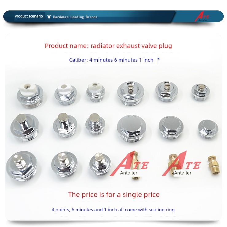 小背篓暖气片排气阀散热器放气全铜手动跑风堵头丝封堵4分6分1寸