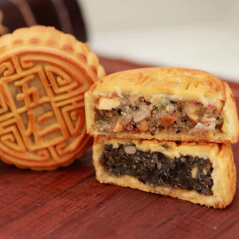 【100g*10块】老式五仁月饼糕点传统美食早餐代餐独立包装整箱2斤