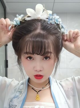 玉兰花宋冠抓夹复古油画感珍珠盘发鲨鱼夹博物馆文创古风汉服发饰