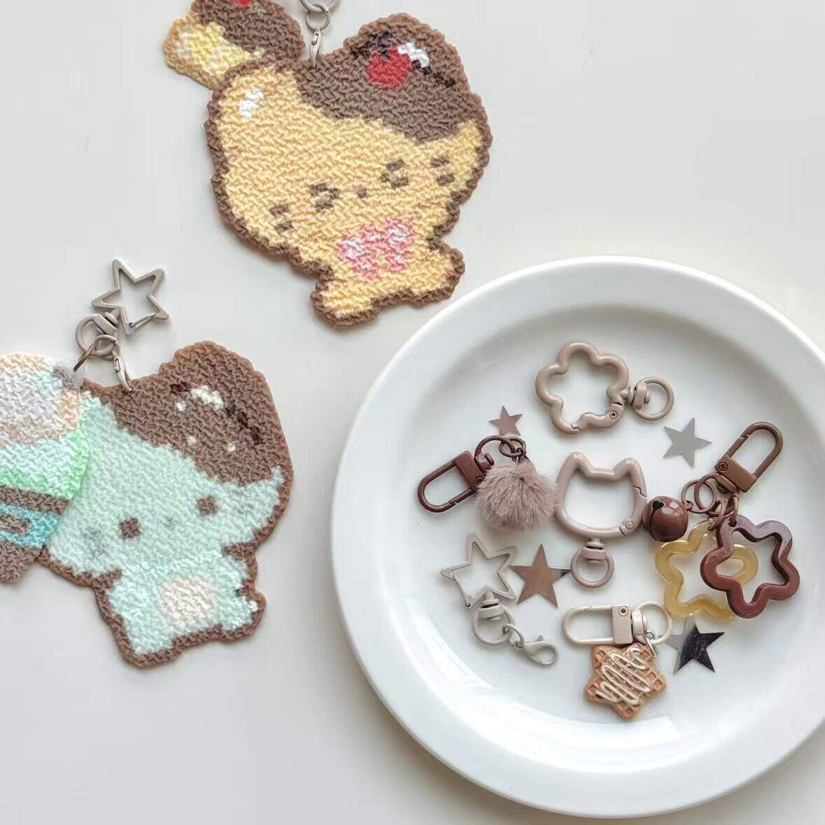 拼豆diy配件手工工具材料包咖色钥匙扣挂件配饰手机链ins星星饰品