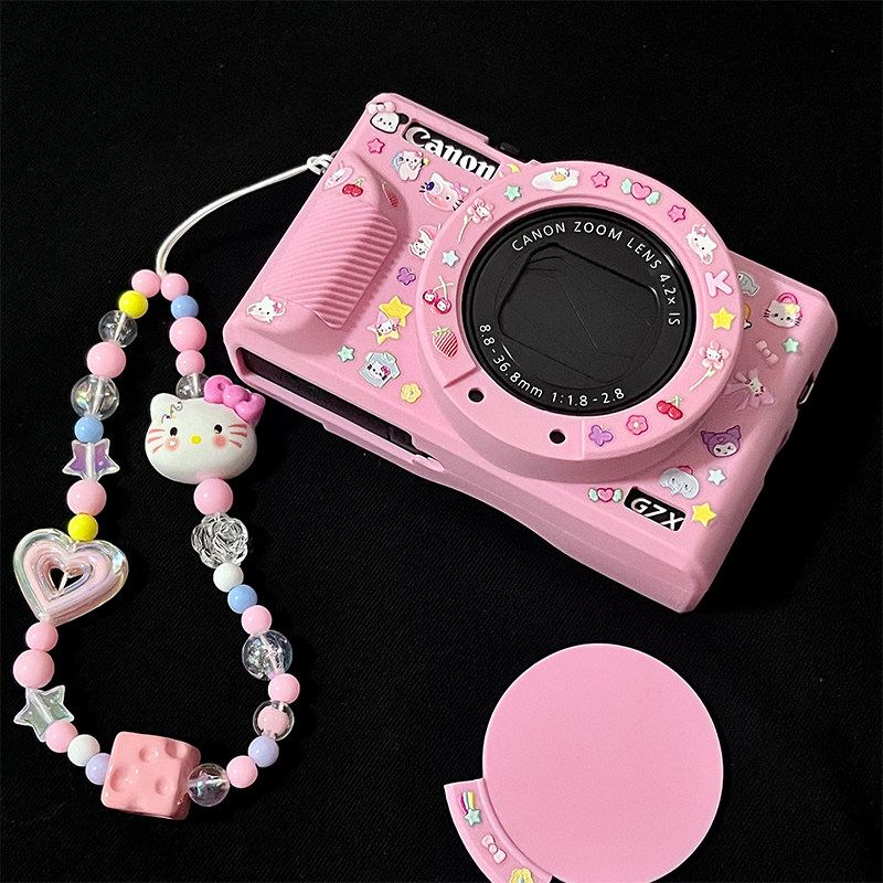 佳能g7x3保护壳防磕碰保护套哈喽kitty拍立得ccd相机挂绳小装饰