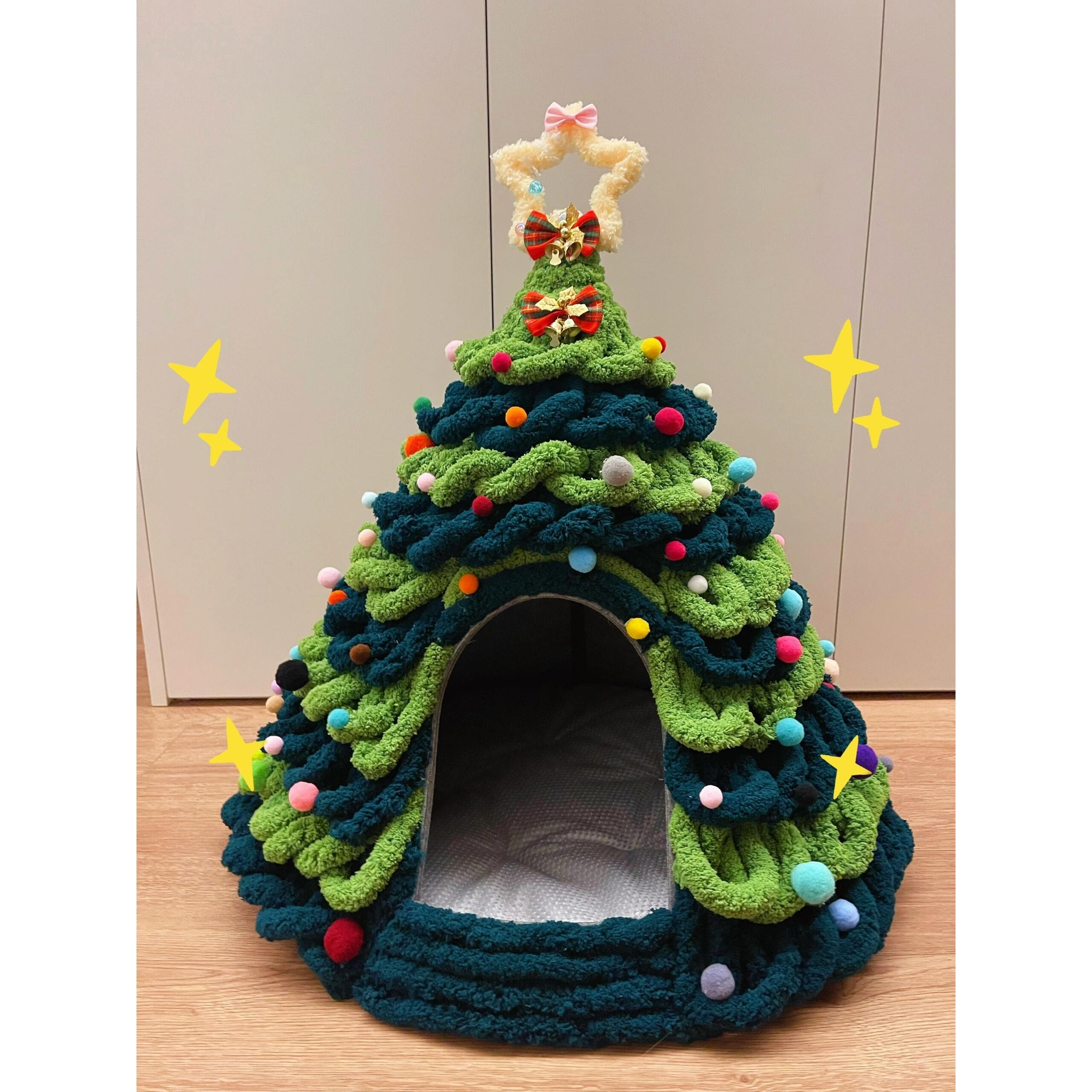 手工编织圣诞树猫窝四季通用创意小型犬狗窝冬季保暖猫咪躲避屋,宠物/宠物食品及用品,猫窝/屋/帐篷/沙发,淘宝优惠券,粉丝福利购,淘宝优惠卷