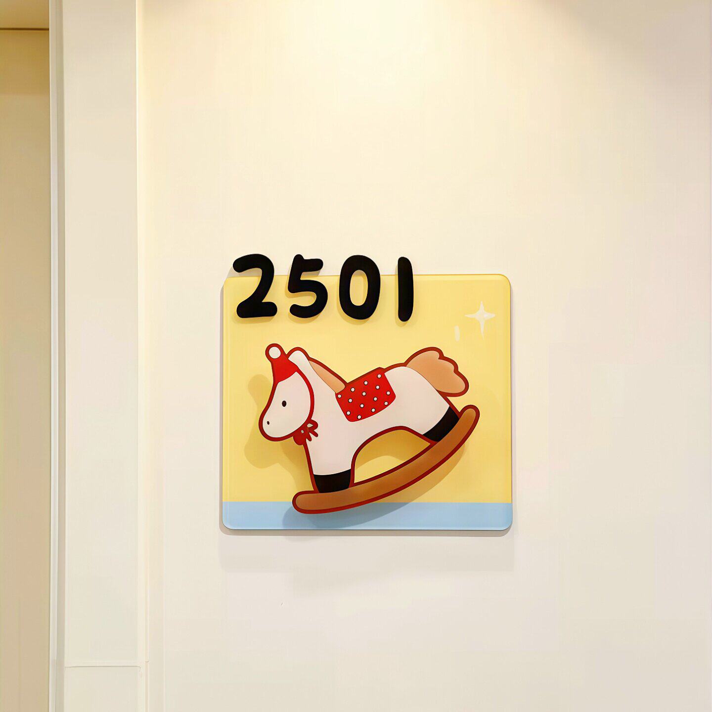 旋转小马门牌号码牌家用磁吸入户门牌定制回家仪式感创意标识牌