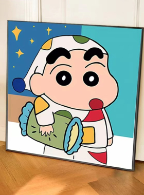 卡通动漫蜡笔小新儿童房装饰画卧室床头背景墙挂画奶茶店房间壁画