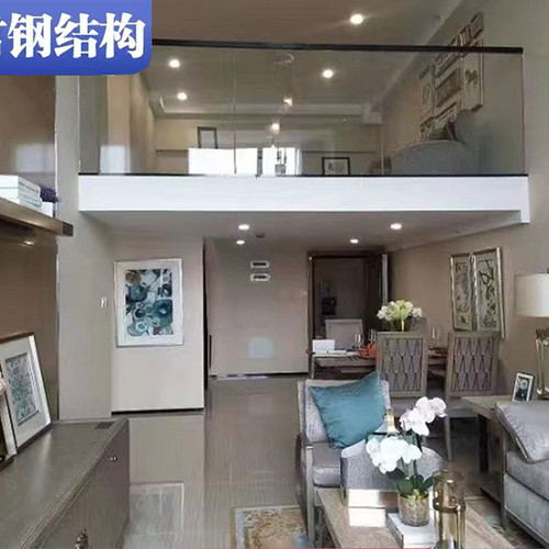 阳台阁楼搭建复式钢结构隔层室内隔断loft公寓厂房办公室槽钢楼梯
