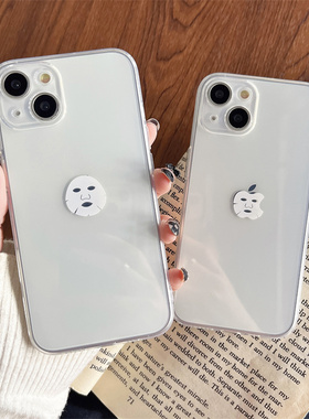 创意简约苹果贴面膜适用苹果14promax手机壳iPhone13新款se3透明软16max/15防摔壳12mini/11保护套女8plus/6s