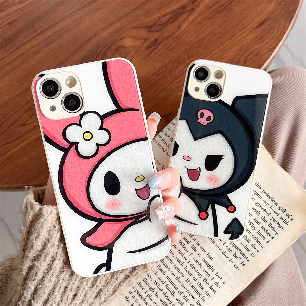 苹果iPhone玻璃壳卡通情侣防摔