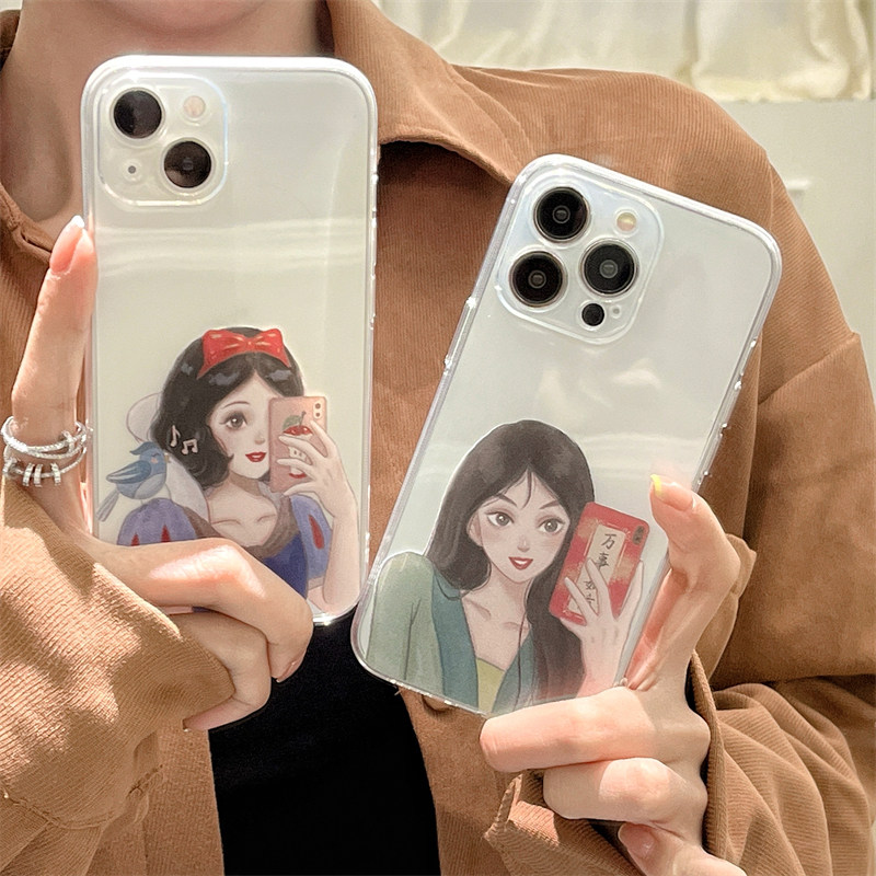 趣味可爱白雪公主自拍适用苹果14手机壳新款iphone13promax全包透明软12mini保护套11防摔16max硅胶15/8plus7