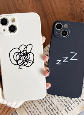 不规则线条Z适用苹果14手机壳硅胶16max防摔女情侣iphone8plus保护套小众13pro外壳11男创意12promax简约7/6s