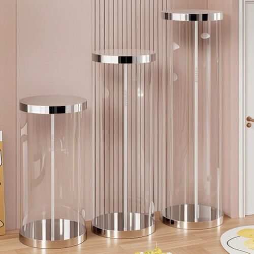 亚克力收纳桶美容院化妆品空瓶收纳圆筒大容量整理桶透明展示桶