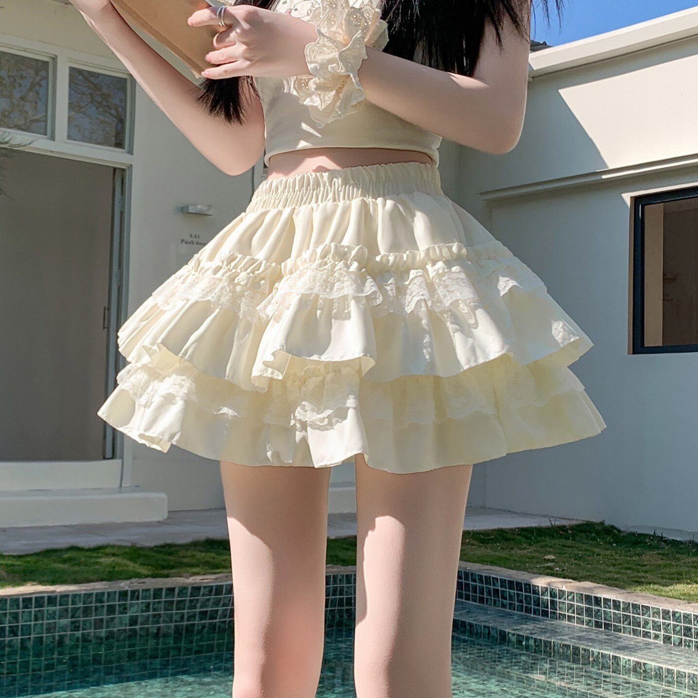 甜美风蛋糕裙多层蕾丝蓬蓬裙夏季防走光Lolita内搭安全裤裙半身裙
