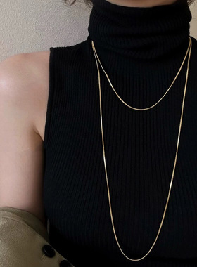 长款双层叠戴蛇骨项链女高级感毛衣链2025新款轻奢小众锁骨链配饰