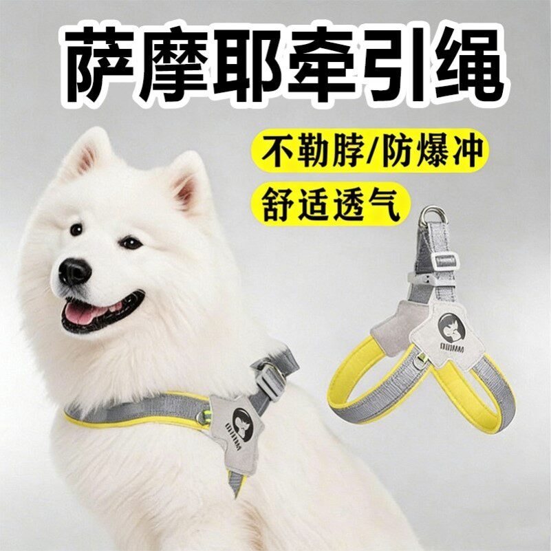 狗狗牵引绳萨摩耶胸背带背心式外出专用脖圈遛狗中大型犬幼犬宠物