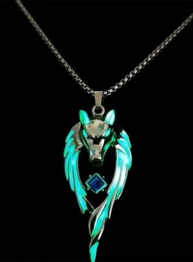 夜光狼王三件套火焰龙翼龙复古嘻哈个性街头儿童发光吊坠项链男