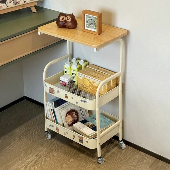 中古风小推车置物架可移动茶几零食客厅沙发边几边桌迷你床头桌子