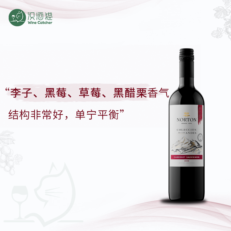 「识酒猫」诺藤精选安第斯山脉马尔贝克干红葡萄酒阿根廷进口红酒