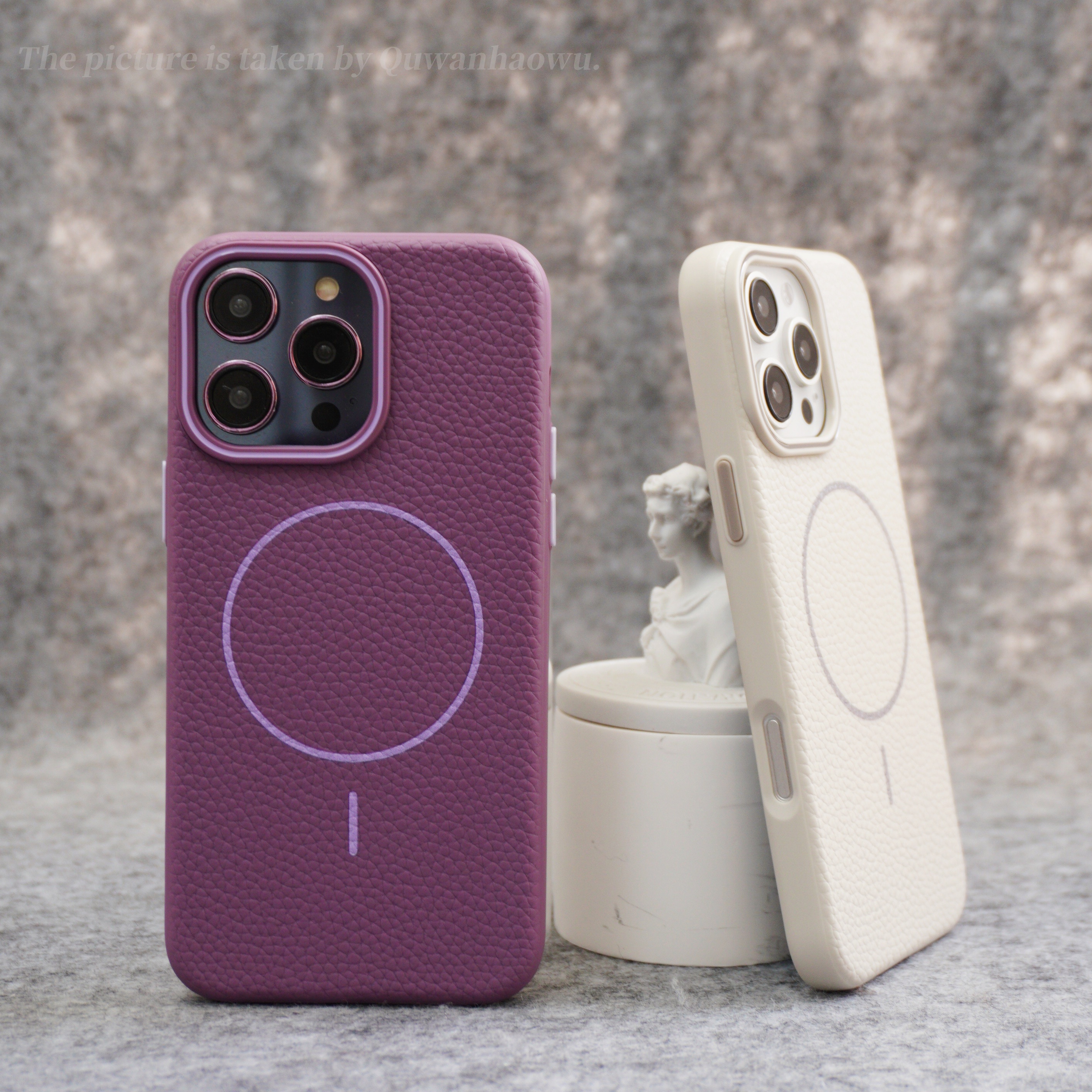 荔枝纹细磁圈细圈手机壳