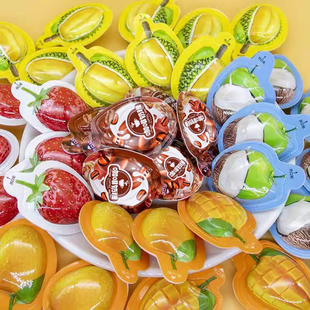 高颜值3D立体水果特浓咖啡榴莲奶糖软糖果休闲小零食结婚喜糖散装
