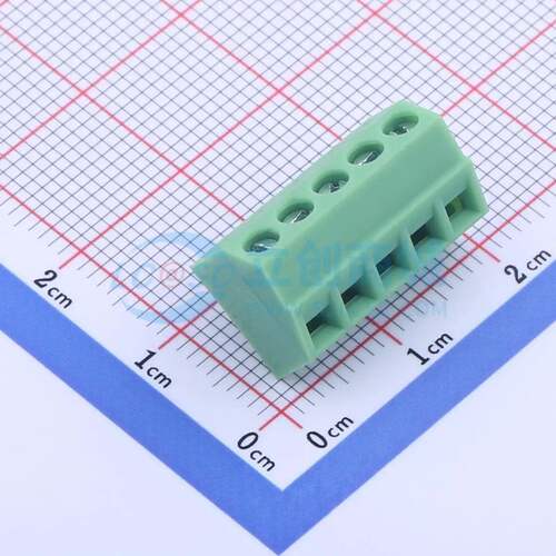 螺钉式接线端子KF127S-3.5-5P 插件,P=3.5mm 1x5P 直插 绿色