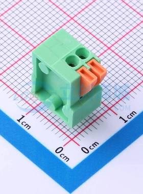 弹簧式接线端子DB141V-2.54-2P-GN 插件,P=2.54mm 1x2P 绿色