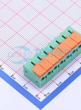 弹簧式接线端子JL142V-50807GA1 插件,P=5.08mm 1x7P 直插 绿色
