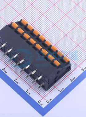 弹簧式接线端子KFM736H-5.0-2*8P 插件,P=5mm 2x8P 黑色