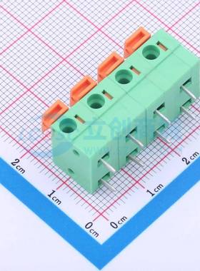 弹簧式接线端子DB142R-7.62-4P-GN 弯插,P=7.62mm 1x4P 绿色