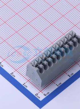 弹簧式接线端子250-210 插件,P=3.5mm(交错脚) 1x10P 灰色