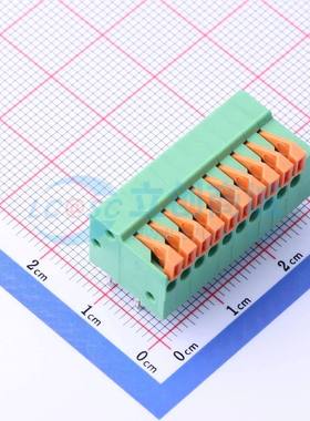 弹簧式接线端子JL141R-25410G01 弯插,P=2.54mm 1x10P绿色