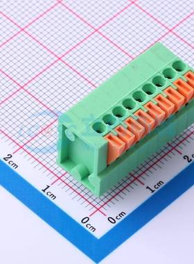 弹簧式接线端子DB141V-2.54-9P-GN 插件,P=2.54mm 1x9P 绿色