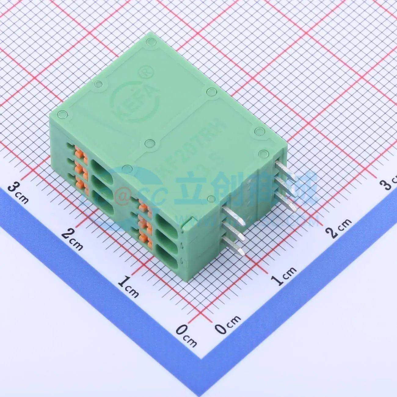弹簧式接线端子KF207RH-3.5-2*3P 弯插,P=3.5mm 2x3P 绿色