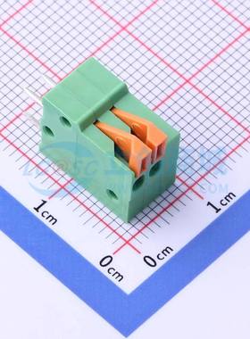 弹簧式接线端子JL141V-25402GA1 插件,P=2.54mm 1x2P 直插 绿色