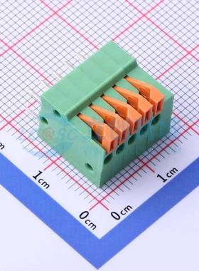 弹簧式接线端子JL141V-25405GA1 插件,P=2.54mm 1x5P 直插 绿色