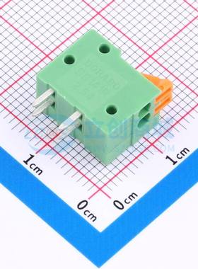 弹簧式接线端子DB141R-2.54-2P-GN 弯插,P=2.54mm 1x2P 绿色