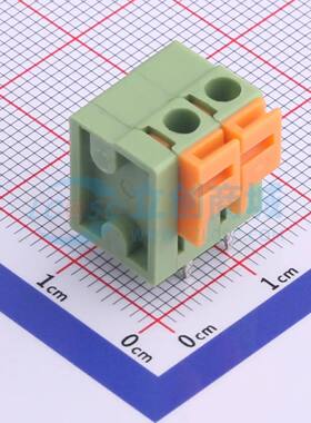 弹簧式接线端子XY122V-5.08-2P 插件,P=5.08mm 1x2P 绿色