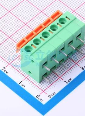 弹簧式接线端子DB142R-5.08-5P-GN 弯插,P=5.08mm 1x5P 绿色