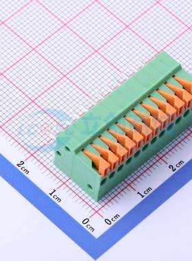 弹簧式接线端子JL141V-25412GA1 插件,P=2.54mm 1x12P 直插 绿色