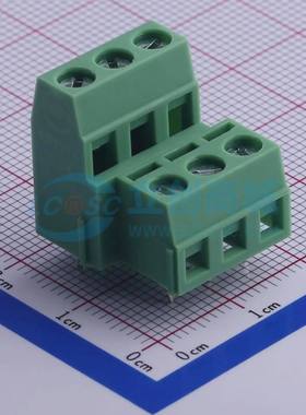 螺钉式接线端子KF127A-5.08-2*3P 插件,P=5.08mm 2x3P 直插 绿色