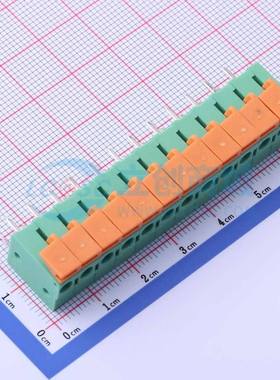 弹簧式接线端子JL142V-50812GA1 插件,P=5.08mm 1x12P 直插 绿色