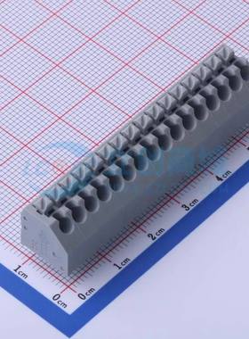 弹簧式接线端子250-216 插件,P=3.5mm(交错脚) 1x16P 灰色