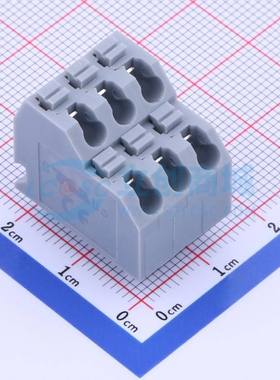 弹簧式接线端子KF250T-5.0-2*3P 插件,P=5mm 2x3P 灰色