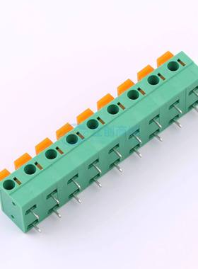 弹簧式接线端子MX142R-7.62-09P-GN01-Cu-A 弯插,P=7.62mm 1x9P绿