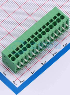 弹簧式接线端子DB241R-3.5-14P-GN 弯插,P=3.5mm 1x14P 绿色