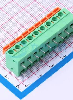 弹簧式接线端子DB142R-5.08-9P-GN 弯插,P=5.08mm 1x9P 绿色