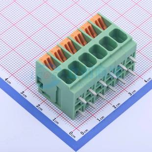 6.35 弯插 P=6.35mm 绿色 弹簧式 1x6P 接线端子KF207R