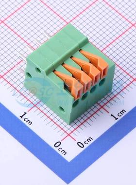 弹簧式接线端子JL141V-25404GA1 插件,P=2.54mm 1x4P 直插 绿色