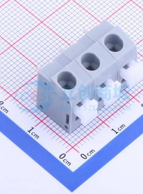 弹簧式接线端子KF202-7.5-3P 插件,P=7.5mm(交错脚) 1x3P 灰色
