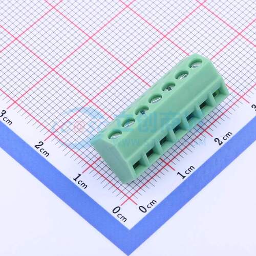 螺钉式接线端子KF127S-3.5-7P 插件,P=3.5mm 1x7P 直插 绿色